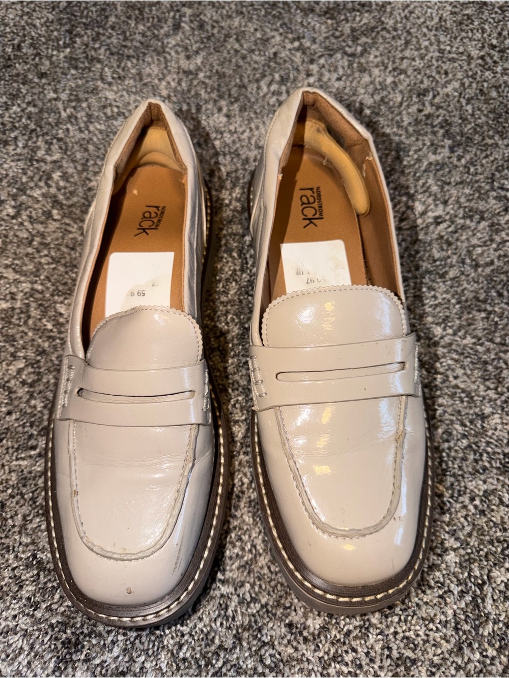Women's Cream Patent Penny Loafers by Rack